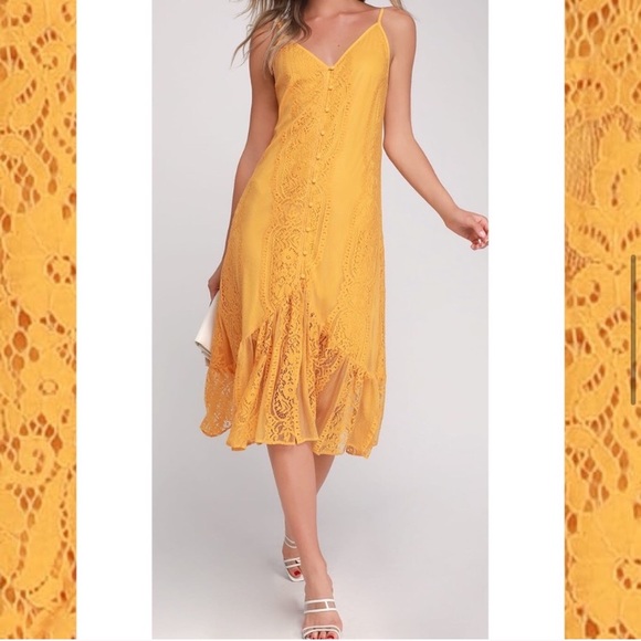 Bohemian Lace Button Midi Dress Boho Femme - Picture 3 of 9